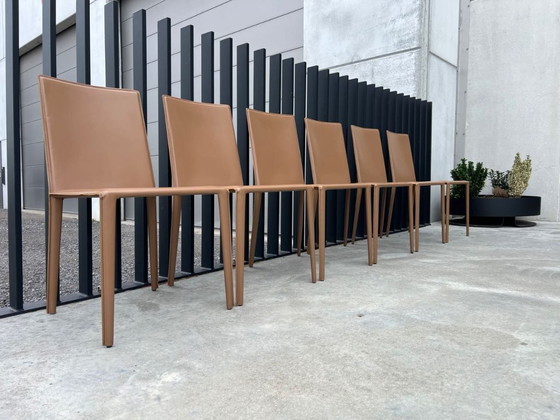 Image 1 of 6x Arper Norma leather chairs