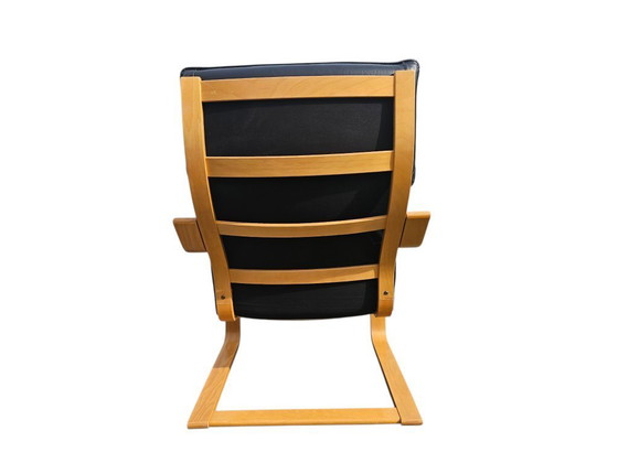 Image 1 of Vintage - IKEA - Modèle POÄNG - Noboru Nakamura - Bois de bouleau - Cuir - Années 90