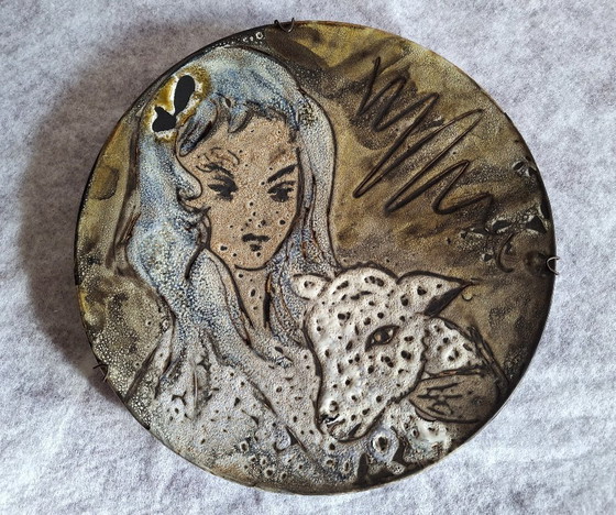 Image 1 of Grande piatto decorativo firmato Marius Bessonne a Vallauris, circa 1955-1960, pezzo unico.