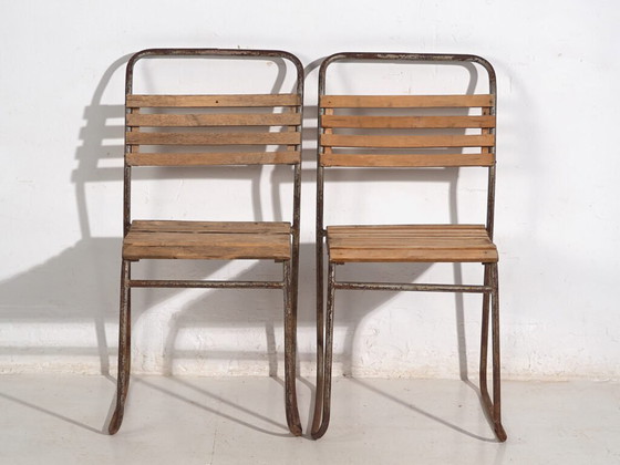 Antique garden chairs (c.1920). Set of 2 pieces #7 – Wood, Iron (photo 23 of 40)