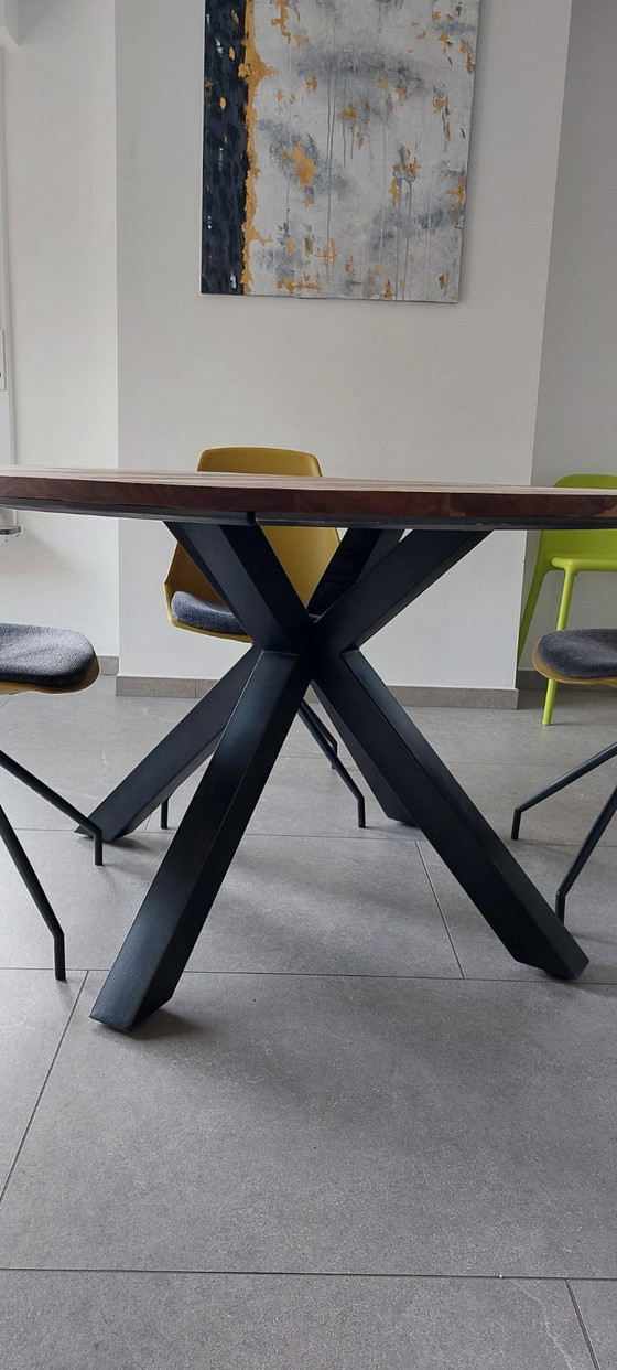 Image 1 of Round solid wood dining table 120 cm – Xooon – industrial design