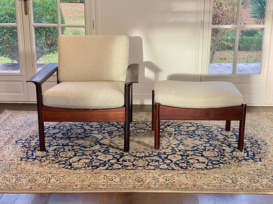 Image 1 of Fauteuil & Ottoman Hans Olsen – Vatne Møbler (Danemark, 1960s) Palissandre