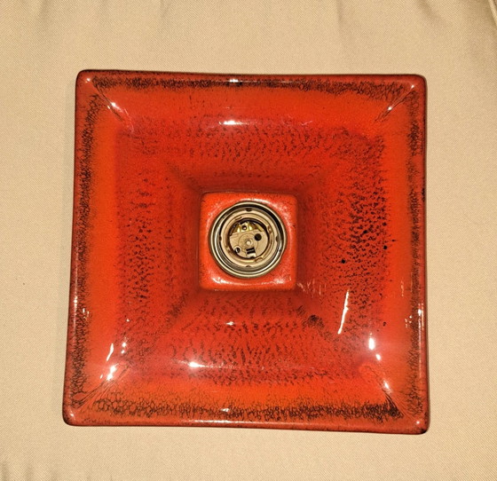Hustadt Leuchten wall lamp, ceramic, red-orange, 1970s – Wall lights, Metal (photo 7 of 12)