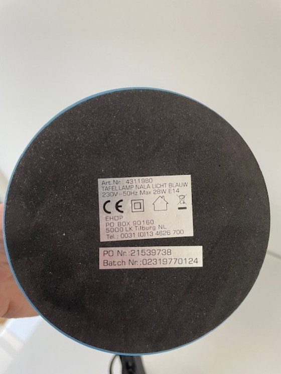 Image 1 of Modern light blue table lamp with dome shade