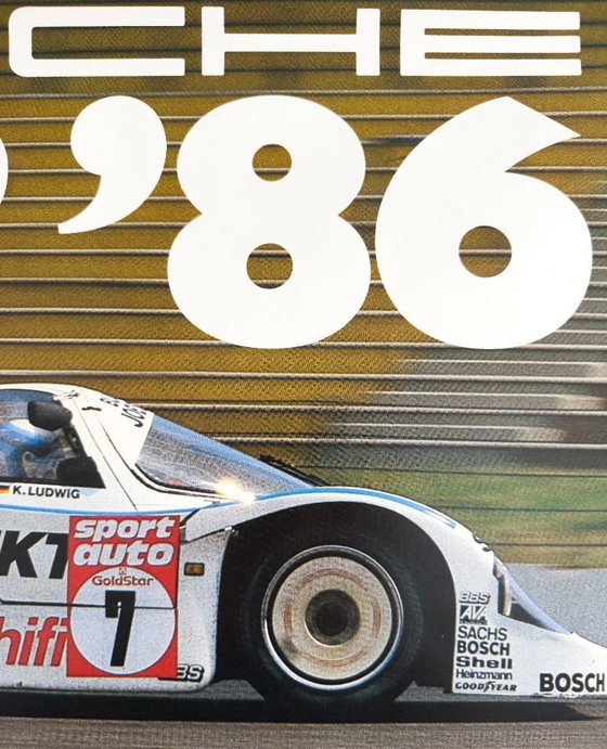 Image 1 of 🏁 Original Porsche "CUP '86" Racing Poster - Joest / Brun / Blaupunkt | XL 102x76cm Plakat