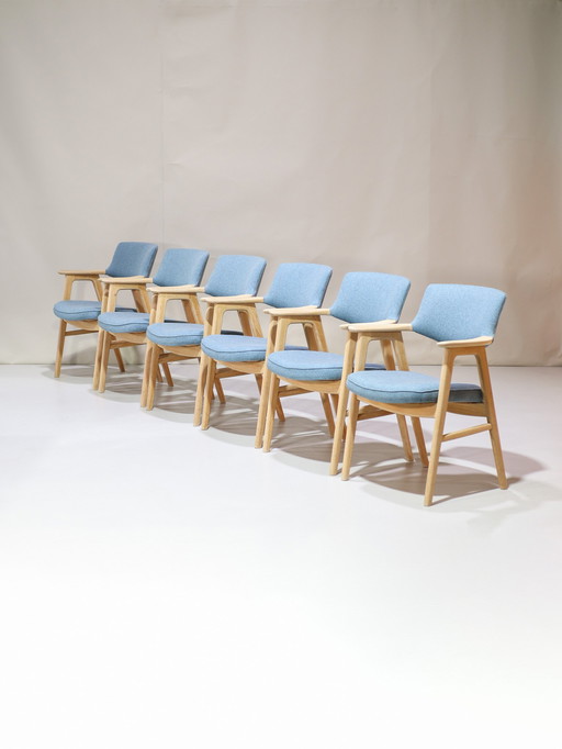 6x Erik Kirkegaard 43 Eetkamerstoelen Eiken Deens