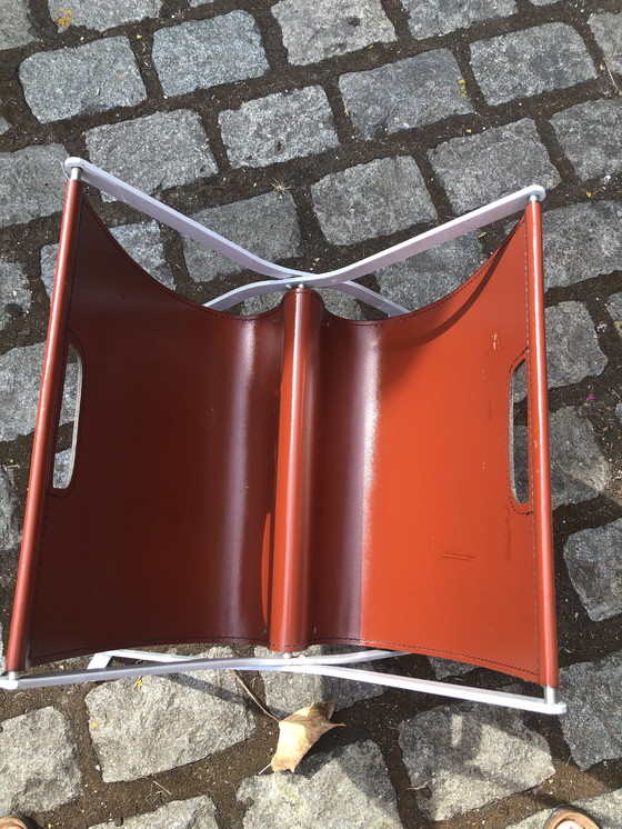 Image 1 of Porte-revues pliant en cuir vintage - periode 1970