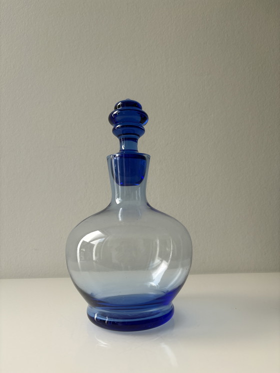 Blauwe karaf met stop, merk Blenko, model Jetson – Blenko Art Glasd, Glazen & Karaffen, Glass (photo 10 of 12)