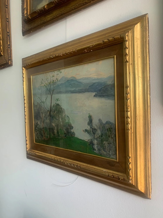 Oil on Canvas Landscape Painting by Giovanni Sirombo, 1920s, Paintings & Drawings (photo 7 of 8)