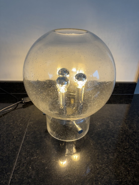 Vintage Glashütte Limburg Table Lamp Bubble Glass 1970s (photo 4 of 8)