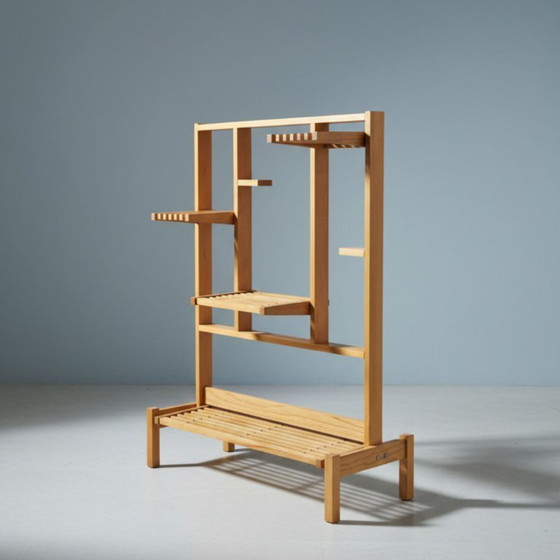 Image 1 of Retro Wooden Flower Stand with Tiered Shelves, Czechoslovakia, 1960s