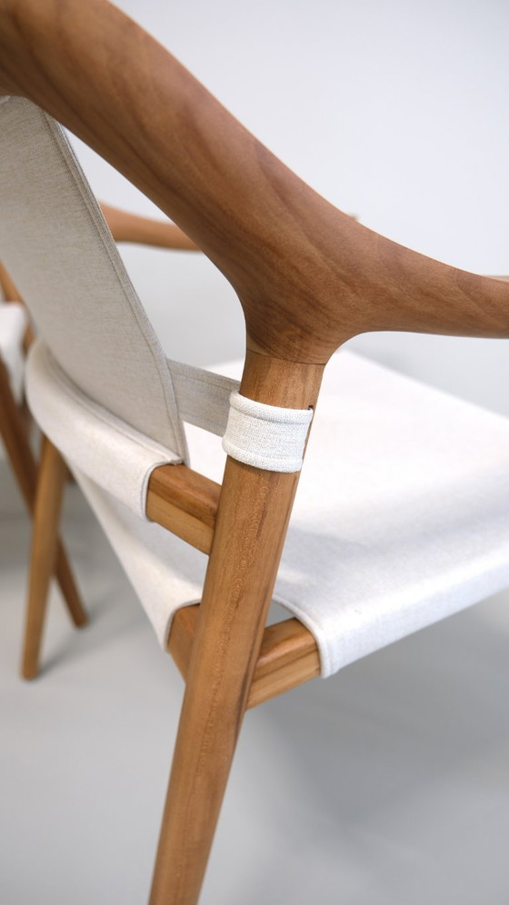 Image 1 of Set of 6 - Solid teak dining chairs - handmade design