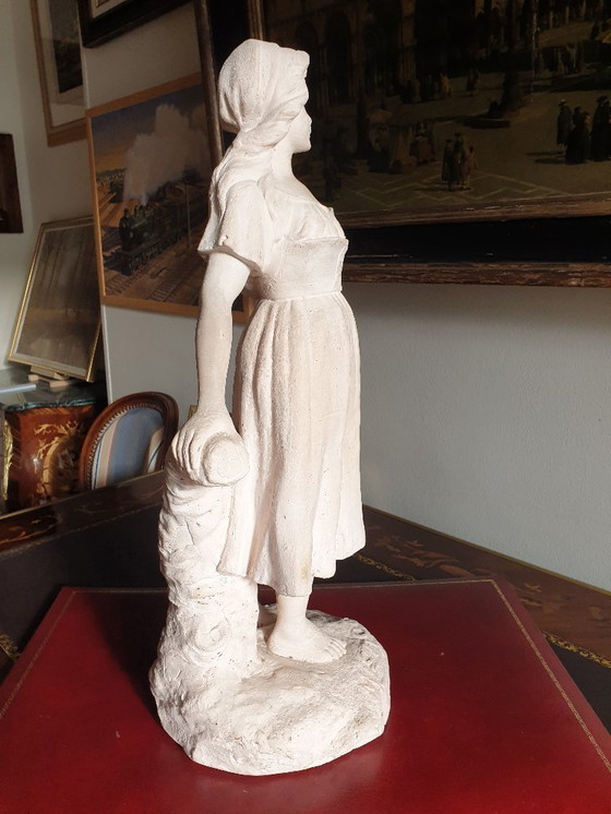 Image 1 of Terracotta sculpture of a mandolin player after 'Mignon' by Joseph Le Guluche, height 57.5 cm