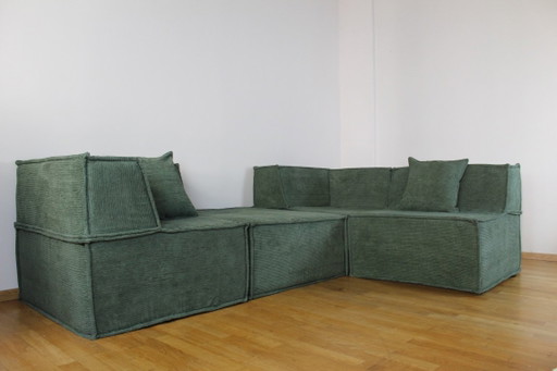 Canapé modulable, design vintage, velours, velours côtelé