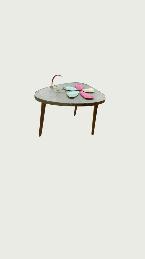 Image 1 of Small kidney-shaped table with ashtray from the 50s