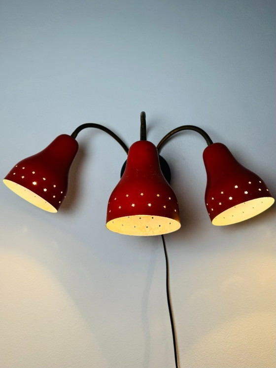 Image 1 of LAMPADA DA PARETE A TRE BRACCI DI H. BUSQUET PER HALA ZEIST, PAESI BASSI 1950