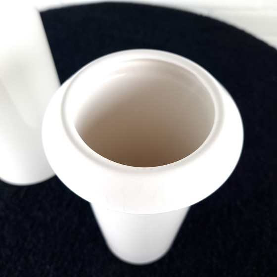 Image 1 of Set of 2 vintage vases white ceramic flora ceramic 70s