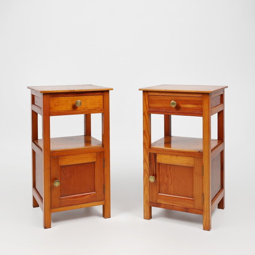 Mesitas de noche Art Déco de madera, Francia, década de 1940, juego de 2