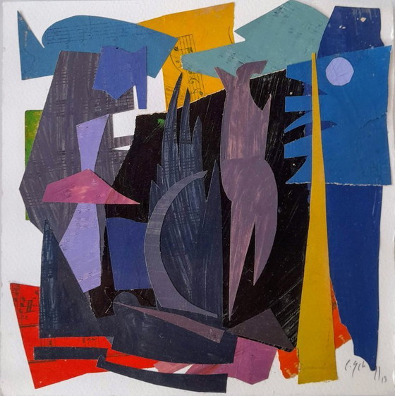 Image 1 of Claudio Scheffer - "Musical Notes 1" - Origineel werk in gemengde technieken en collage.