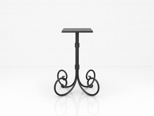 Decorative cast iron base with sculpturally curved underframe