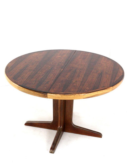 Round 1x extendable rosewood dining table vintage Danish