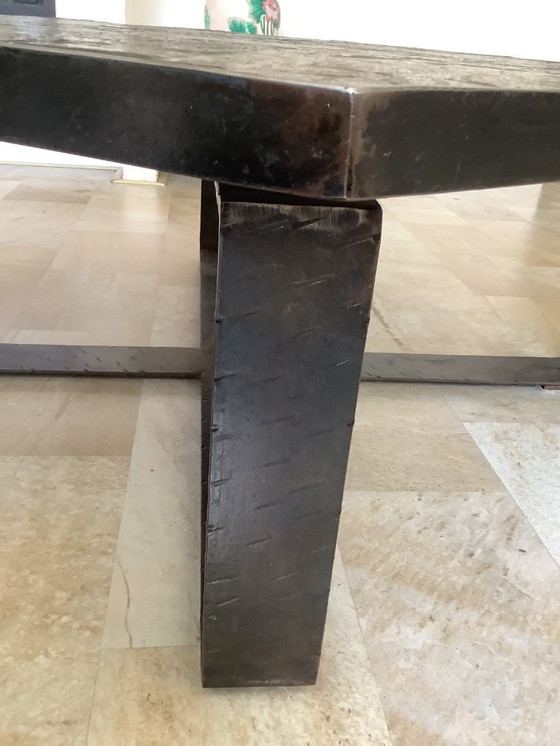 Image 1 of Brutalist style coffee table, Paul Kingsma, slate and steel