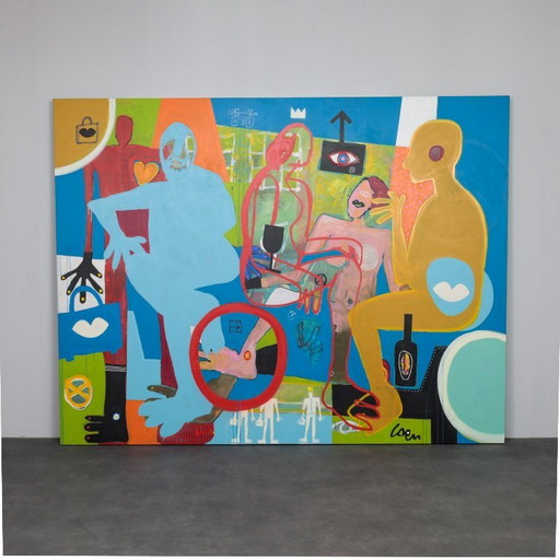 Unique Large “Joie De Vivre” Painting by Coen Blankwaard, Netherlands, 2013