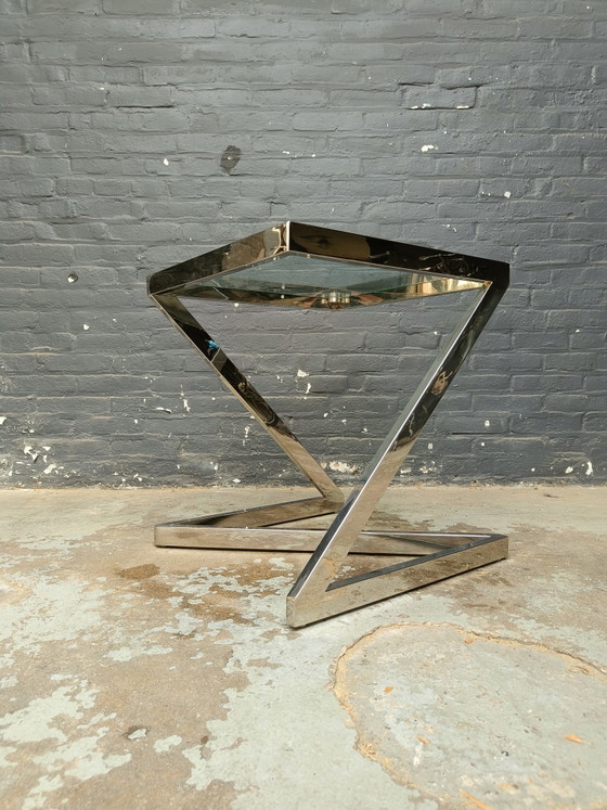 Tavolo quadrato danese dal design postmoderno in cromo e vetro, nello stile di Gerba – Tavolini, Glass, Metal (photo 7 of 15)
