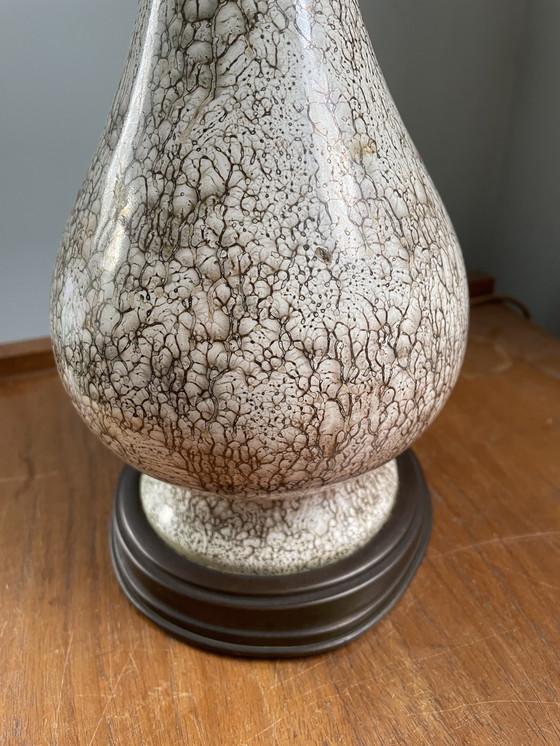 Image 1 of Vintage mid-century tall copper table lamp with faux marble effect