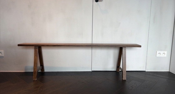 Twee Franse banken, Kuipstoelen, Hout, Bruin (foto 4 van 5)