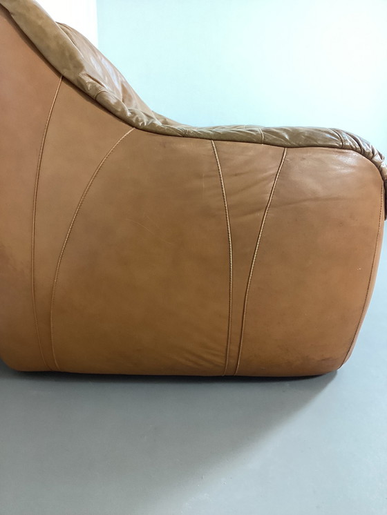 Image 1 of Cognac lederen fauteuil jaren’70 italiaans