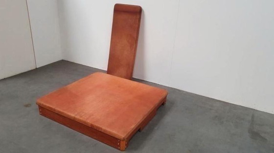 Image 1 of Tavolino vintage, mobiletto da palestra, scatola per ginnastica, imbracatura in pelle, teak anni '70