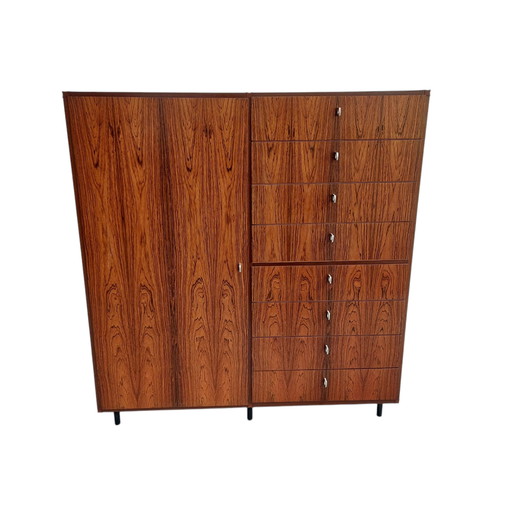 Cassettiera d'epoca in palissandro, mobile contenitore