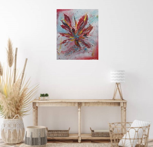 Lot de 2 tableaux. "Brasier floral" et "Fleurs cendrées". 2 tableaux de format 10F. (55x46)