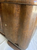 Art Deco Sideboard Walnut 1930 with Marble Serving Plate – Vintage Bar Cabinet, Burl Walnut Credenza, Luxury Statement Piece