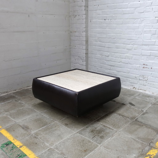 Couchtisch Leder & Travertin