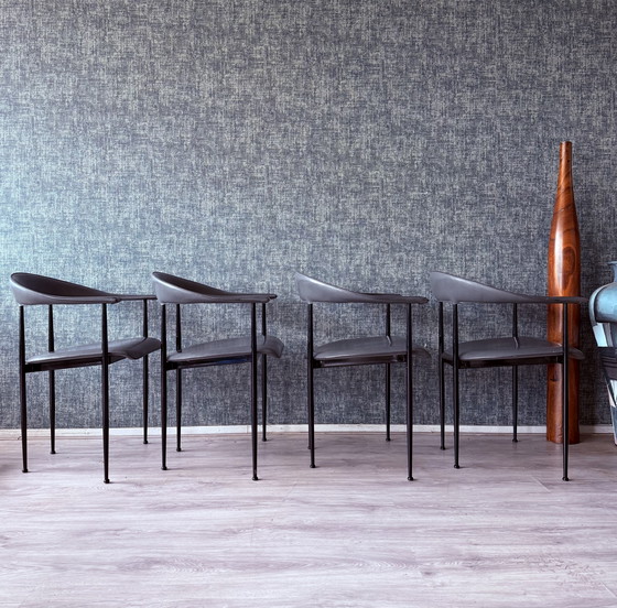 Image 1 of 4x poltrone vintage in pelle Fasem p40, Vegni & Gualtierotti, anni '90