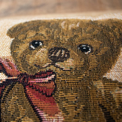 Cuscino vintage a forma di orsetto ricamato, decorazione per la cameretta.