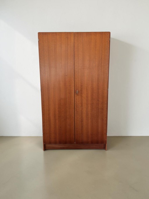 Vintage Teak Garderobekast Met Planken En Roede – kledingkasten, Wood