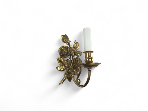 Antique brass wall candle holder stand Floral electric