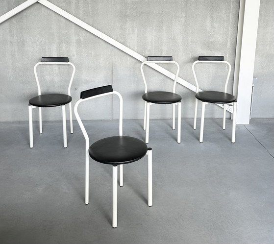 Vintage Postmodern Dining Chairs (4) – Metal, Skai (photo 7 of 7)