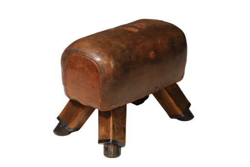 Vintage Leder Gymnastikhocker | 1930er Jahre, Tschechoslowakei