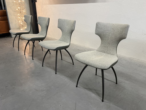 4 sillas de comedor Leolux Callas, tela Safire Senso Olivine