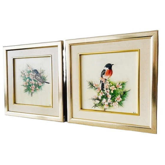 Image 1 of Vintage set of oil paintings of birds K.H. Bohn 2004