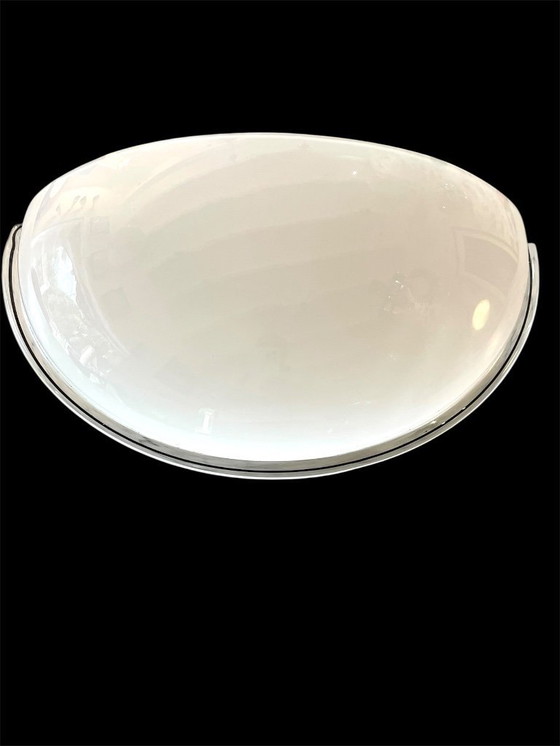 Image 1 of Murano opaline glazen set van 4 wandlampen door Vetri, Italië 1980