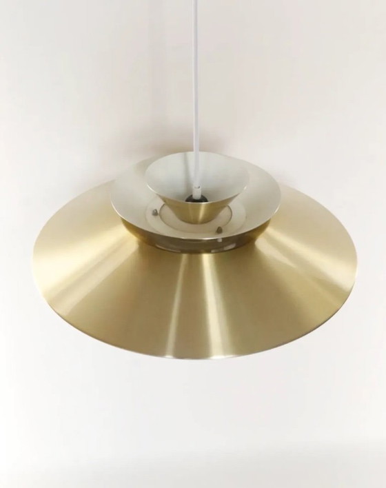 Image 1 of Vintage Danish brass pendant lamp bowl lamp retro