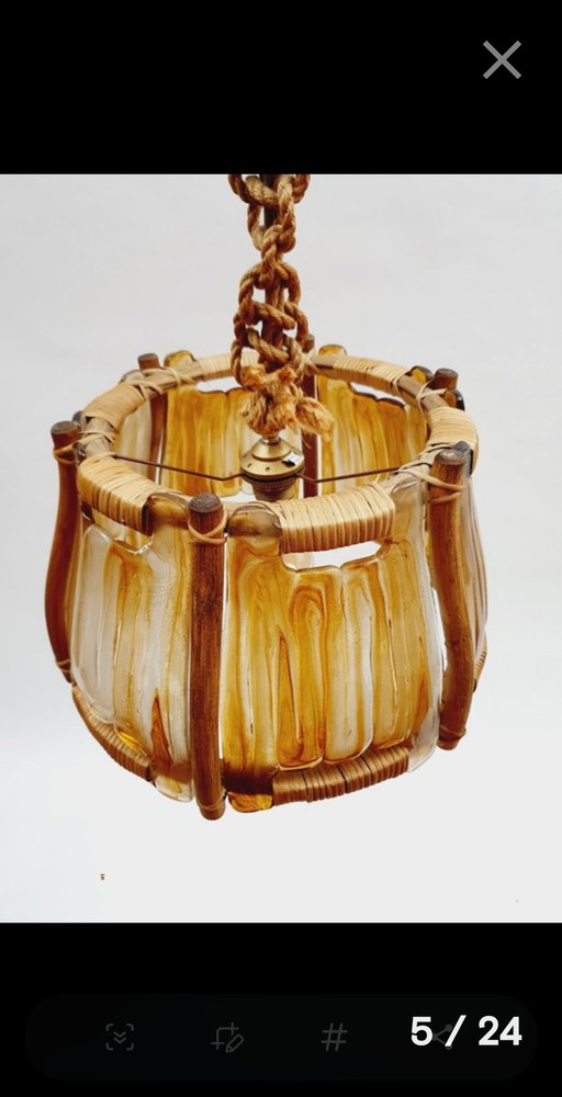 Kaiser Leuchten vintage hanglamp hout