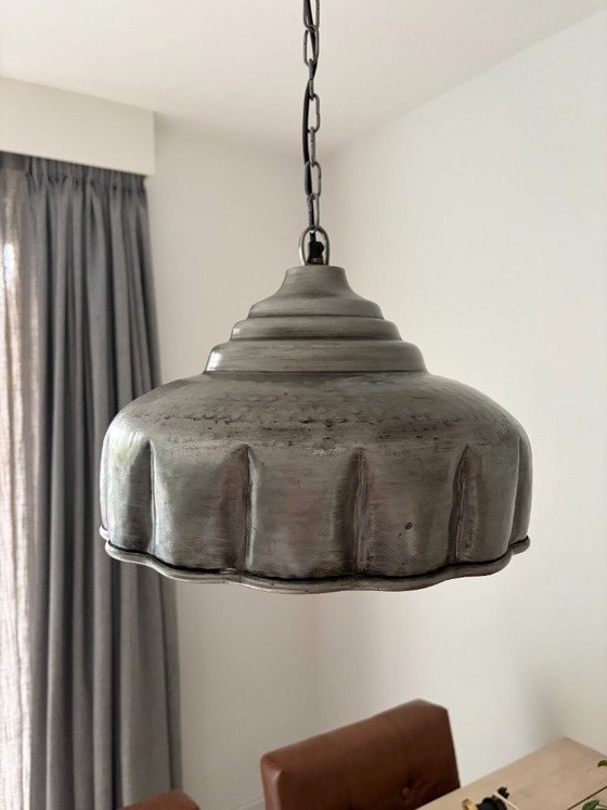 Vintage pendant lamp, metal, silver-grey (photo 2 of 10)
