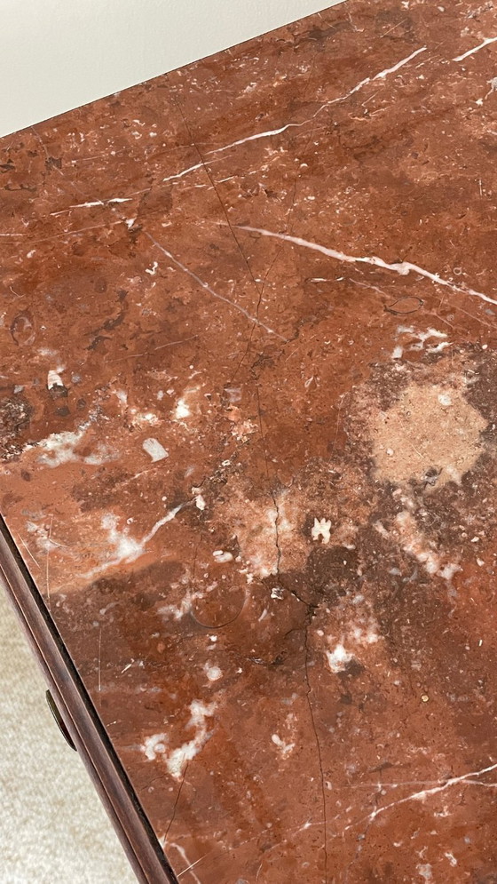 Image 1 of Comodino antico in legno e marmo