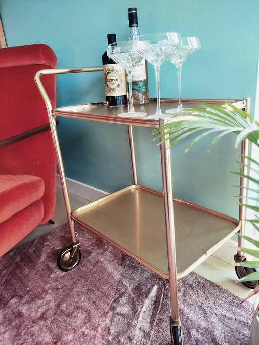 Woodmet English midcentury drink trolley serving trolley 1970s
